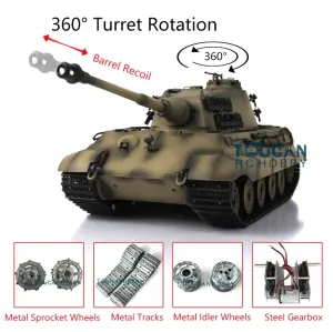 Henglong 3888A-1 King Tiger Tank 1:16 Heavy metal tank Fully UPGRADED