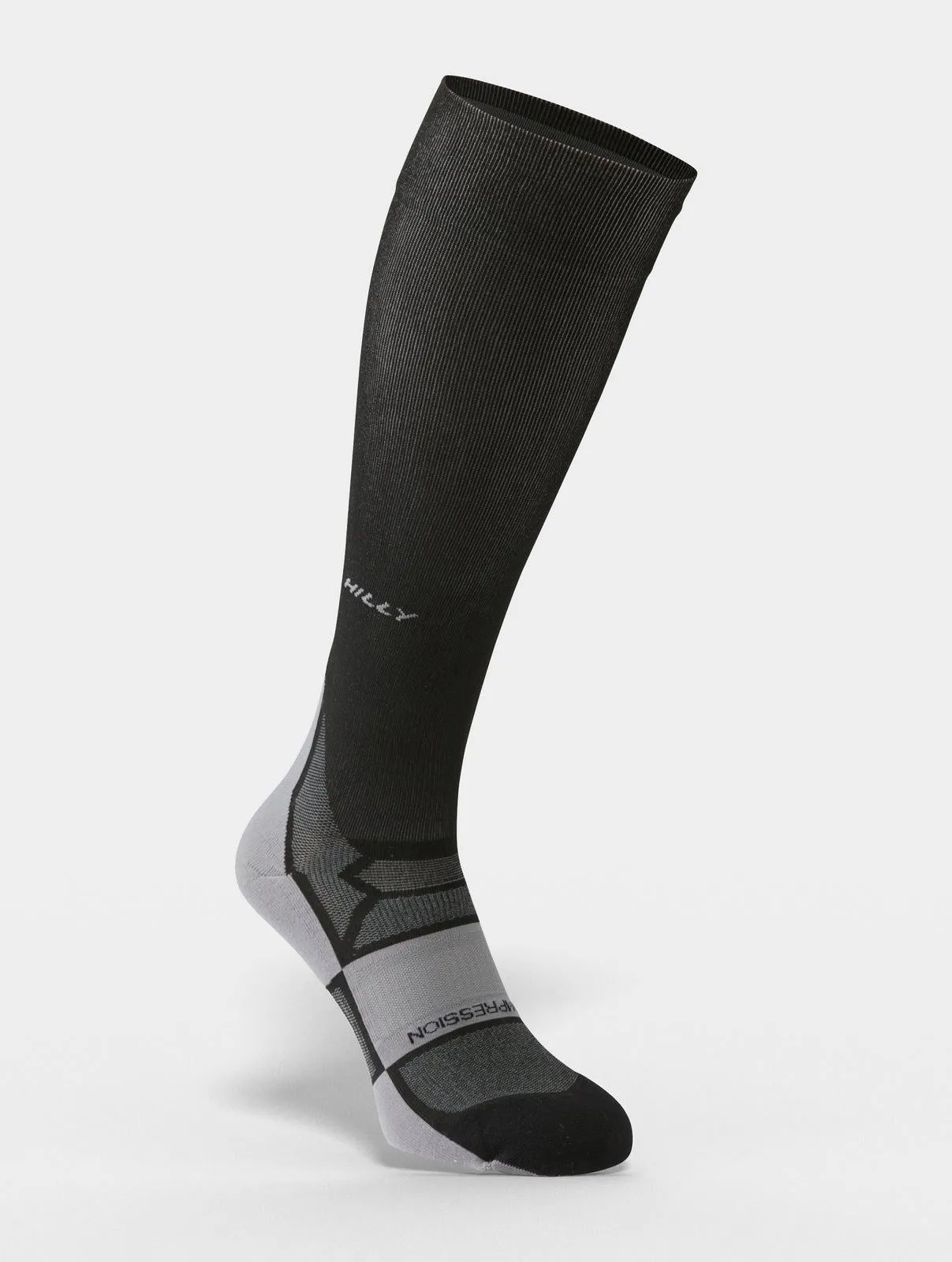 Hilly Unisex Pulse Compression Sock Sports Running Socks - Black / Grey