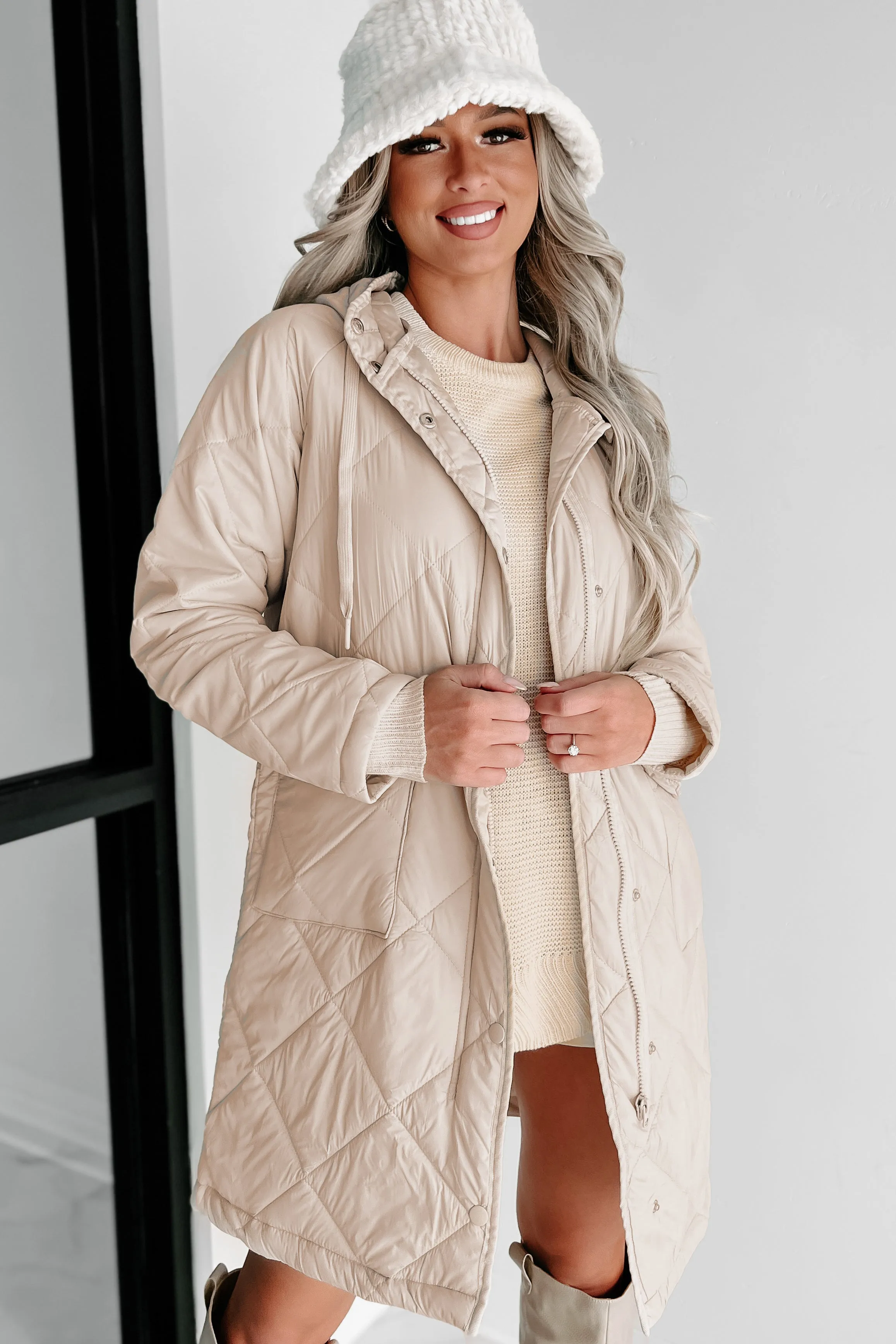 Holiday Steal- Winter Walks Quilted Coat (Beige)
