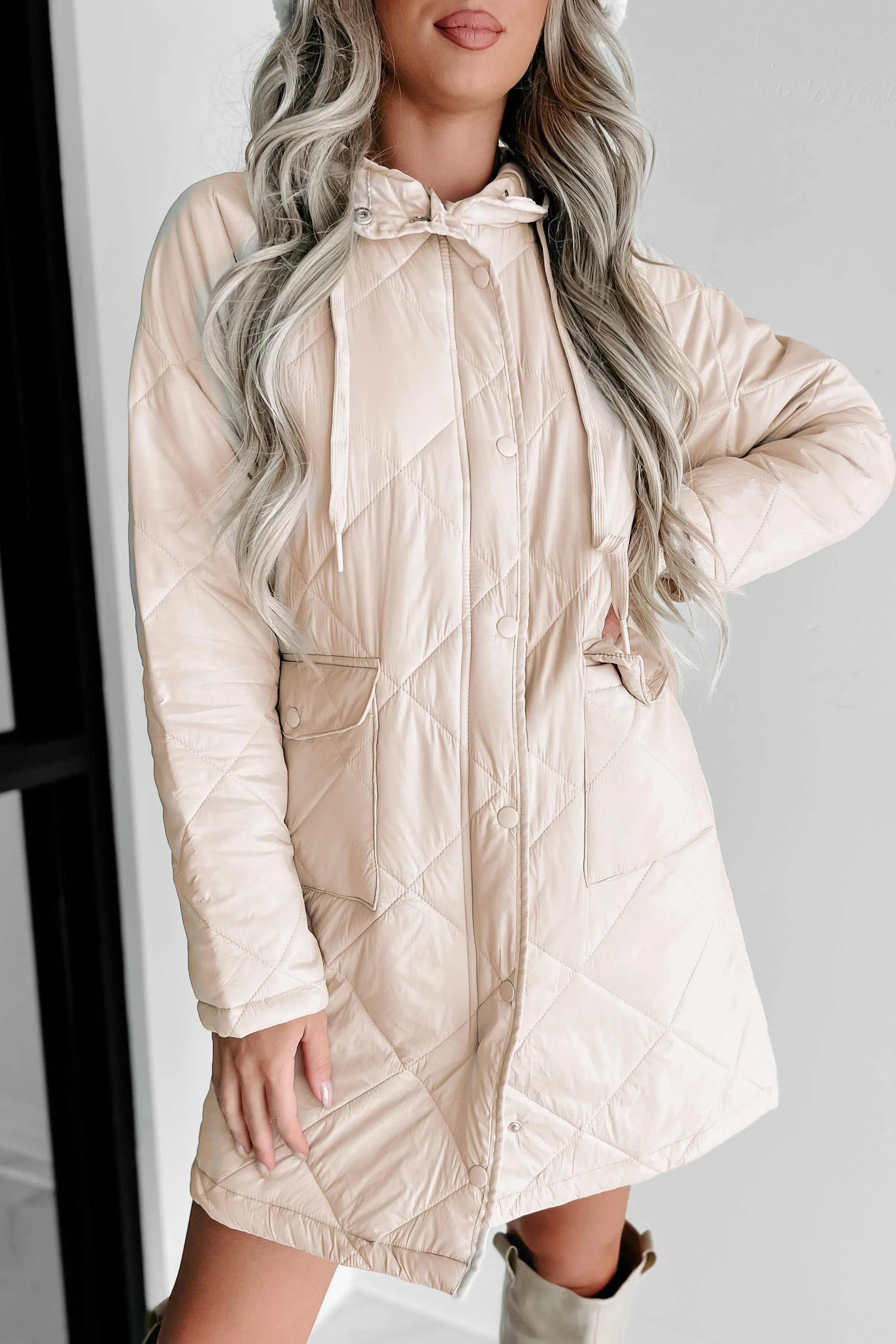 Holiday Steal- Winter Walks Quilted Coat (Beige)