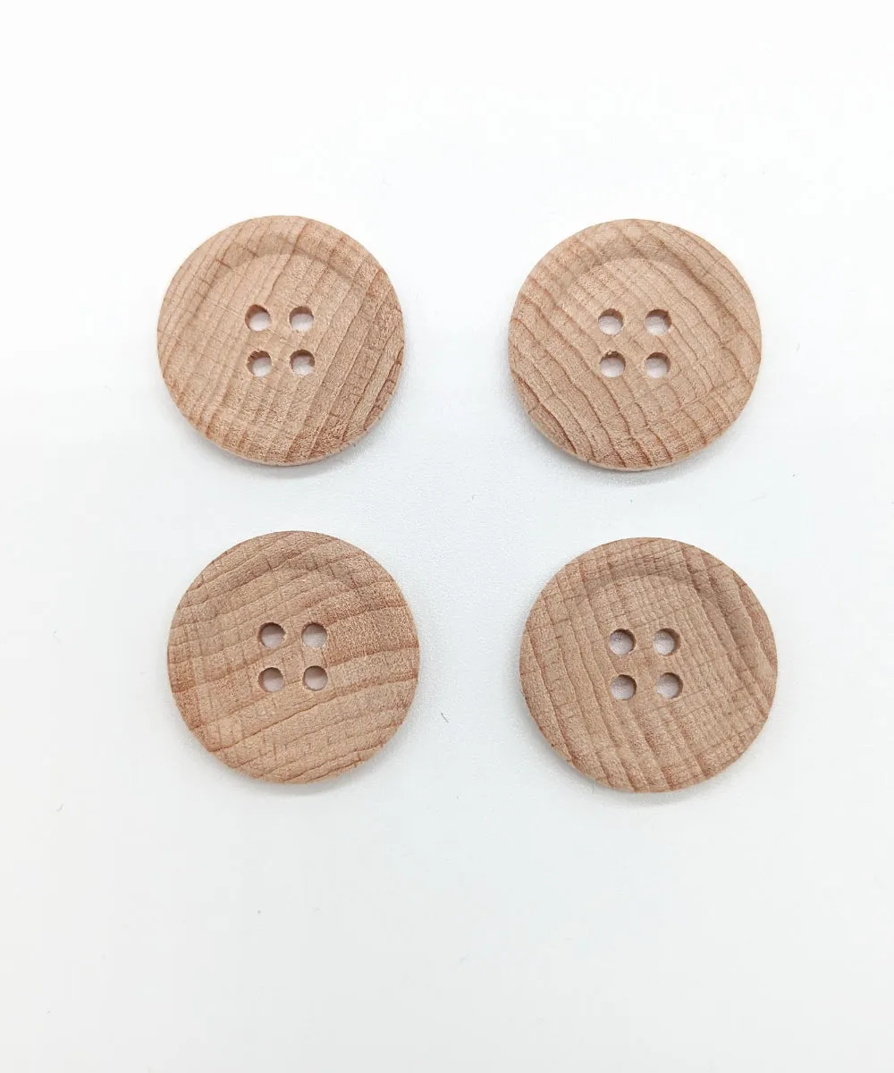 Holzknopf matt mit 4 Lchern, 12mm, 15mm, 23mm