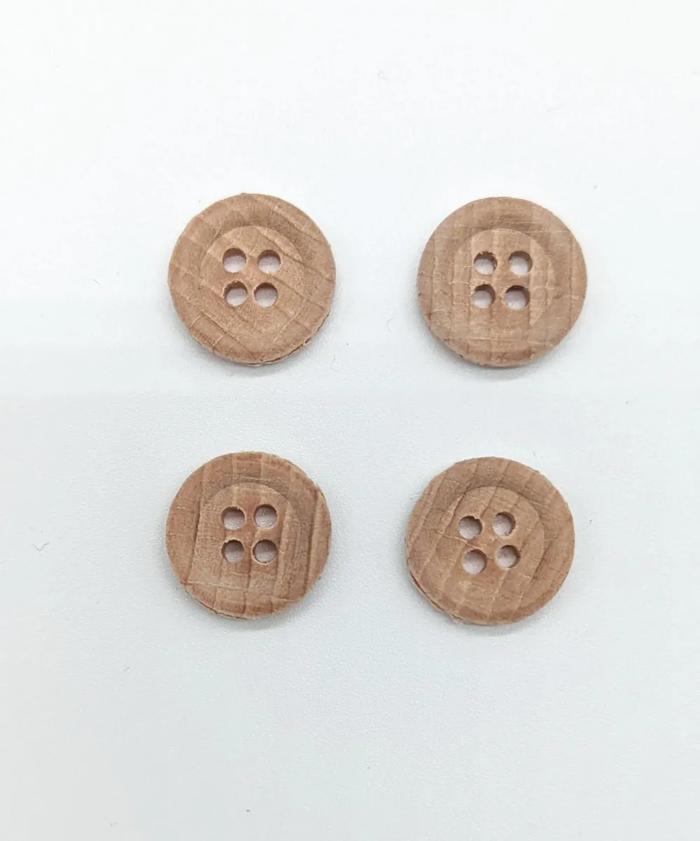 Holzknopf matt mit 4 Lchern, 12mm, 15mm, 23mm