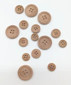 Holzknopf matt mit 4 Lchern, 12mm, 15mm, 23mm