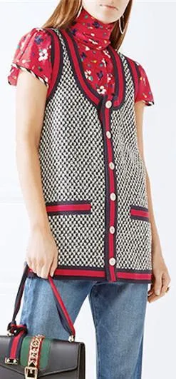 Houndstooth Vest with Web-Trim