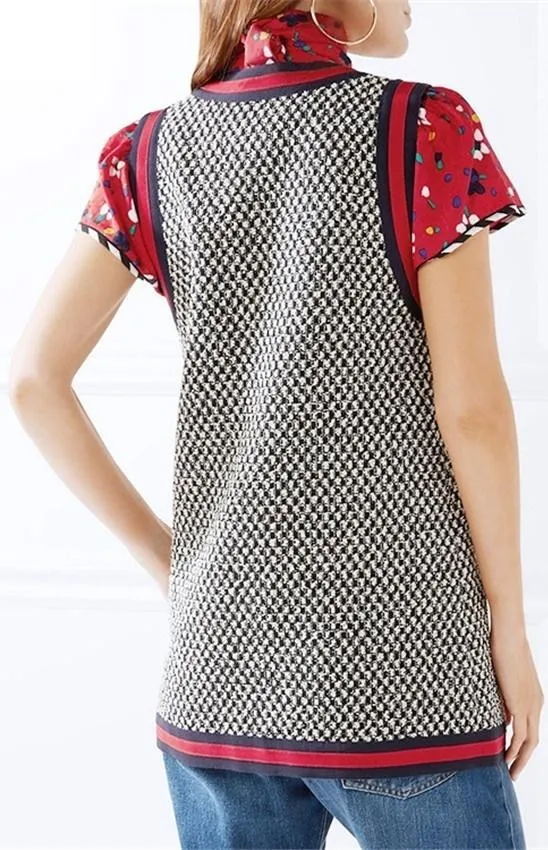 Houndstooth Vest with Web-Trim