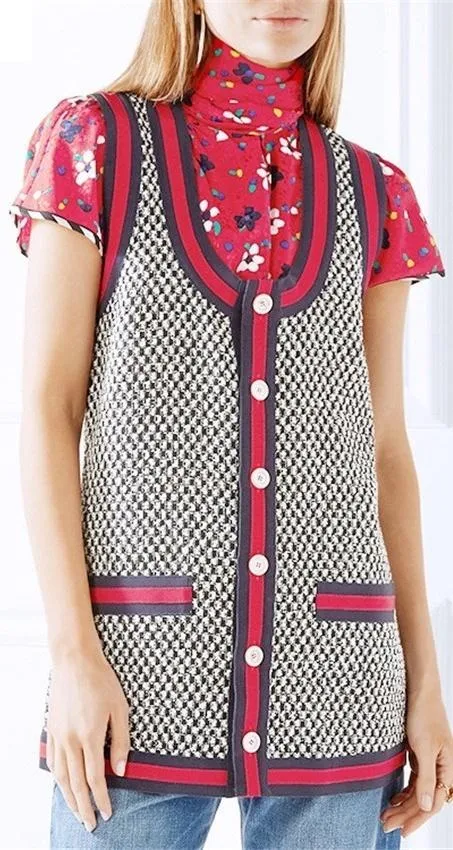 Houndstooth Vest with Web-Trim