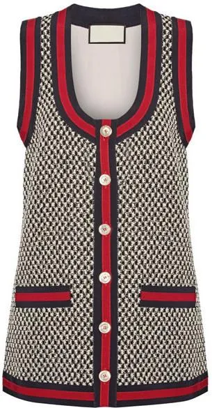 Houndstooth Vest with Web-Trim