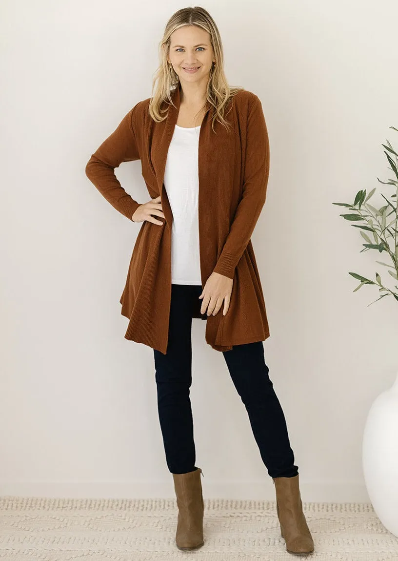 Jasper Swing Cardigan in Chocolate Brown