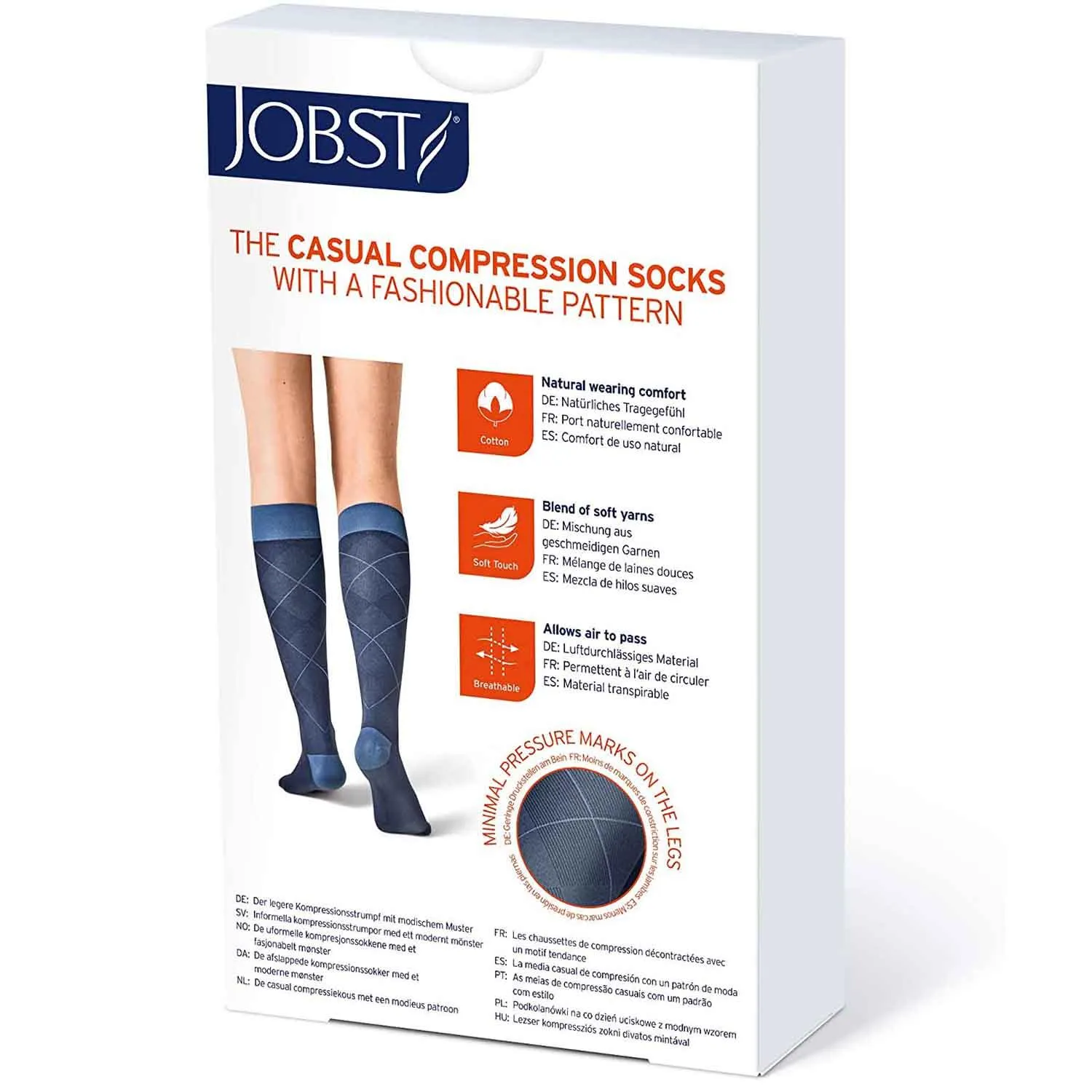 JOBST Casual Pattern Knee High Compression Socks, 30-40 mmHg, Closed Toe
