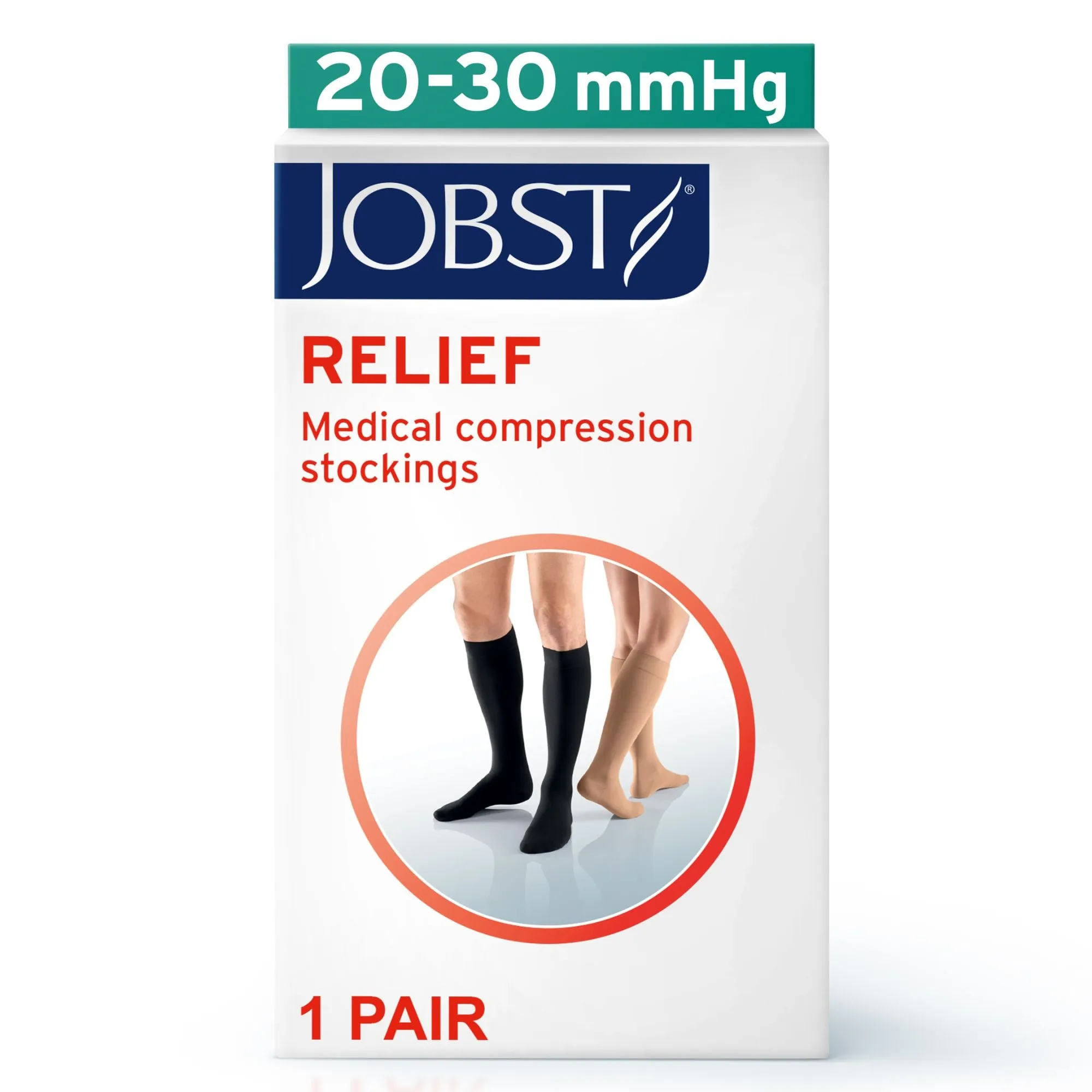 JOBST Relief 20-30 mmHg Compression Stockings, Knee High, Open Toe