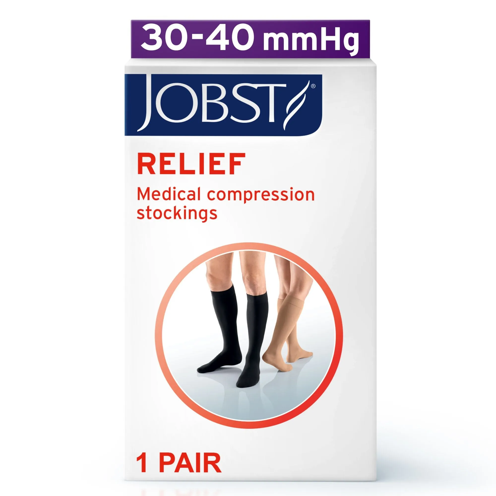 JOBST Relief 30-40 mmHg Compression Stockings, Knee High, Closed Toe
