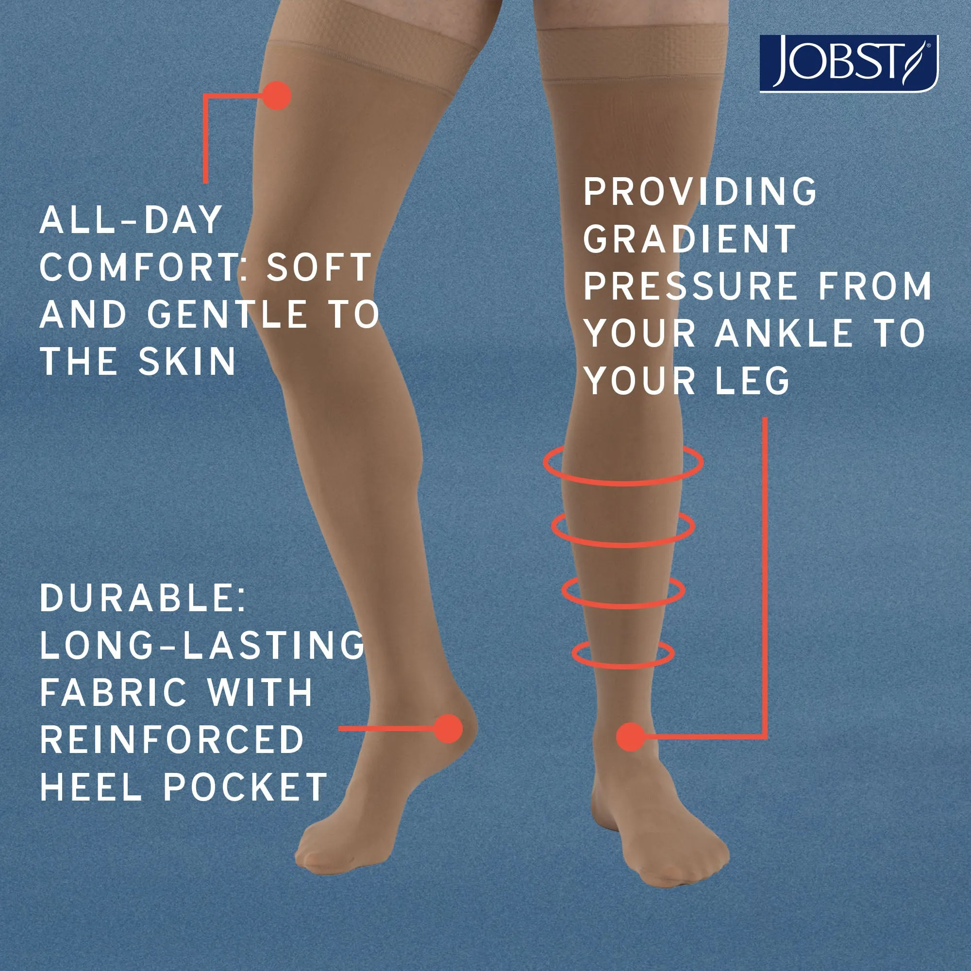 JOBST Relief 30-40 mmHg Compression Stockings, Waist High Pantyhose, Open Toe