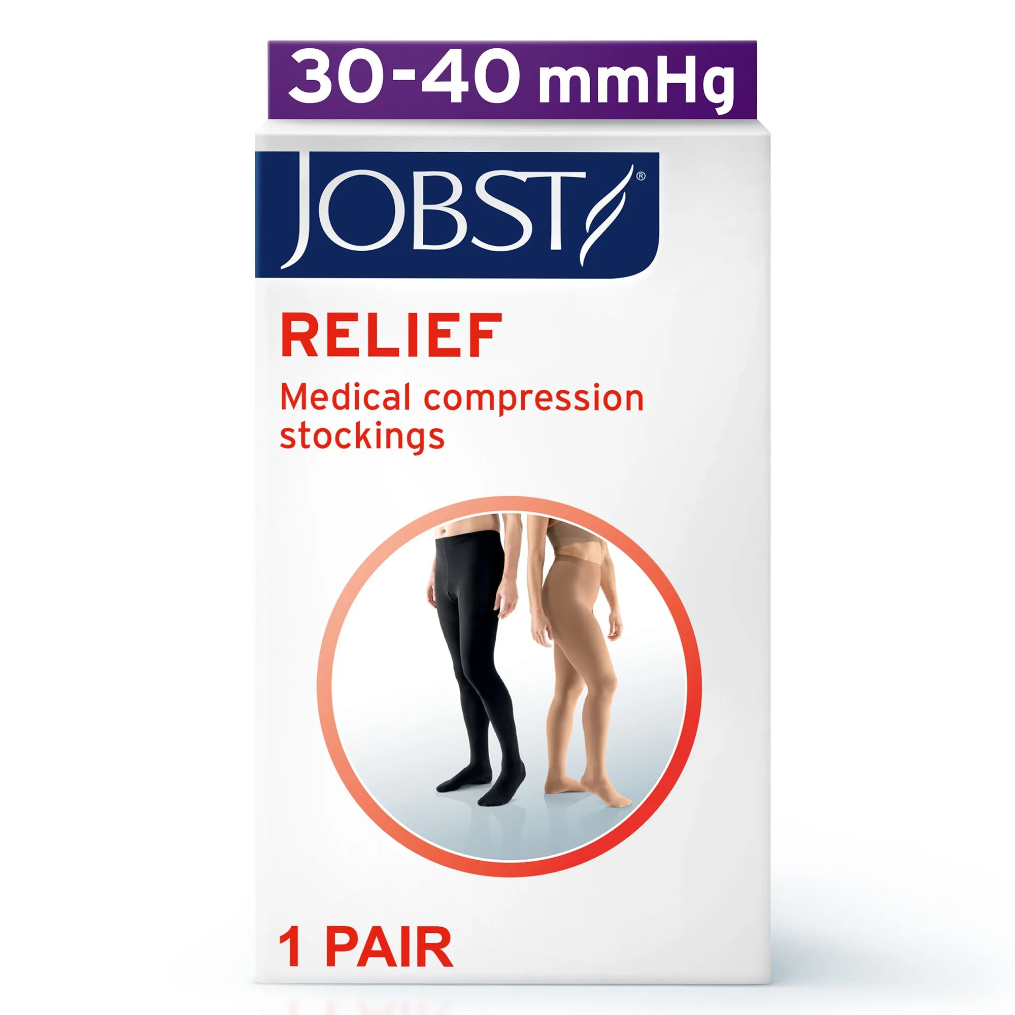JOBST Relief 30-40 mmHg Compression Stockings, Waist High Pantyhose, Open Toe