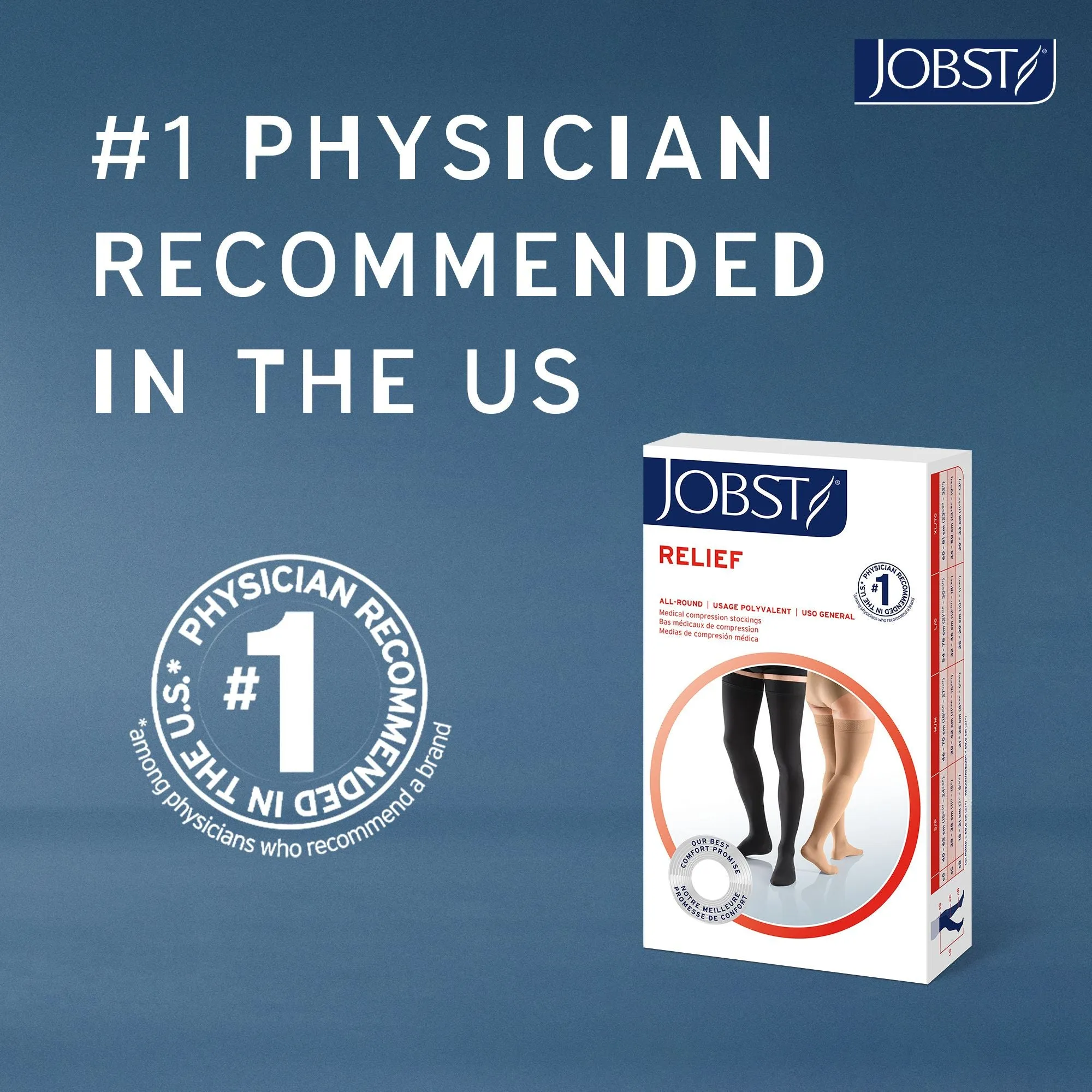 JOBST Relief 30-40 mmHg Compression Stockings, Waist High Pantyhose, Open Toe
