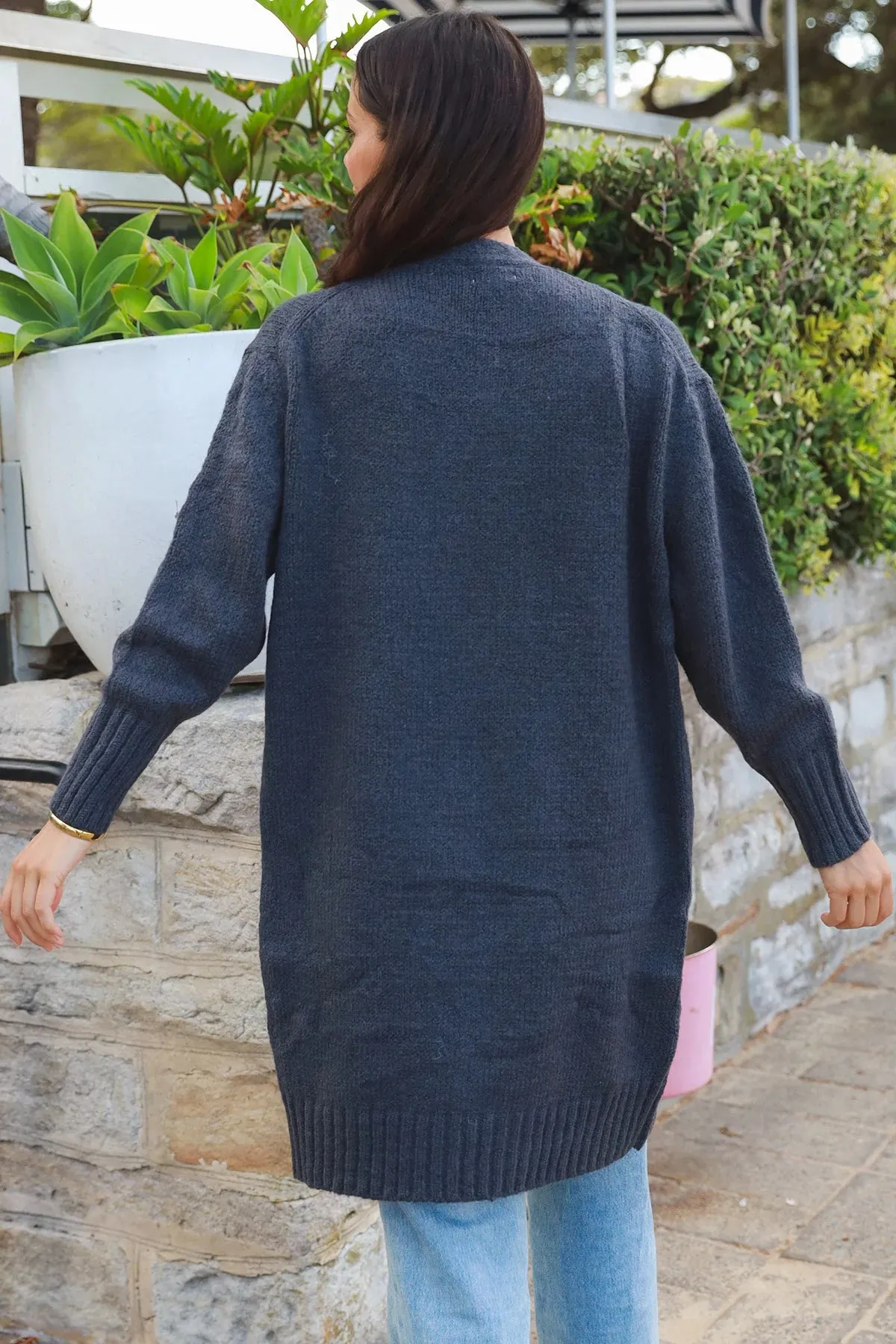KARLA KNIT CARDIGAN CHARCOAL