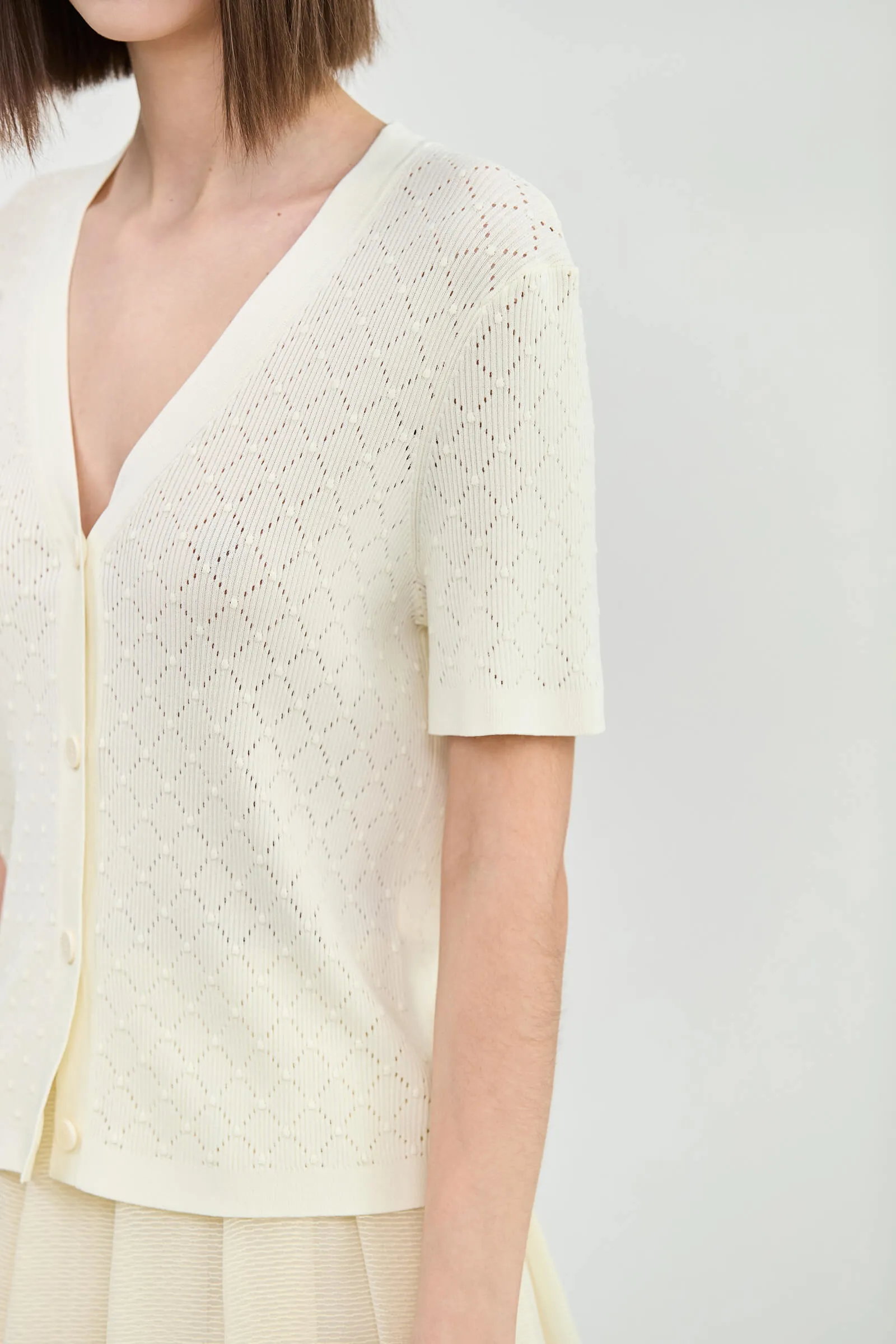 LILY Fashionable Hollow Knit Cardigan
