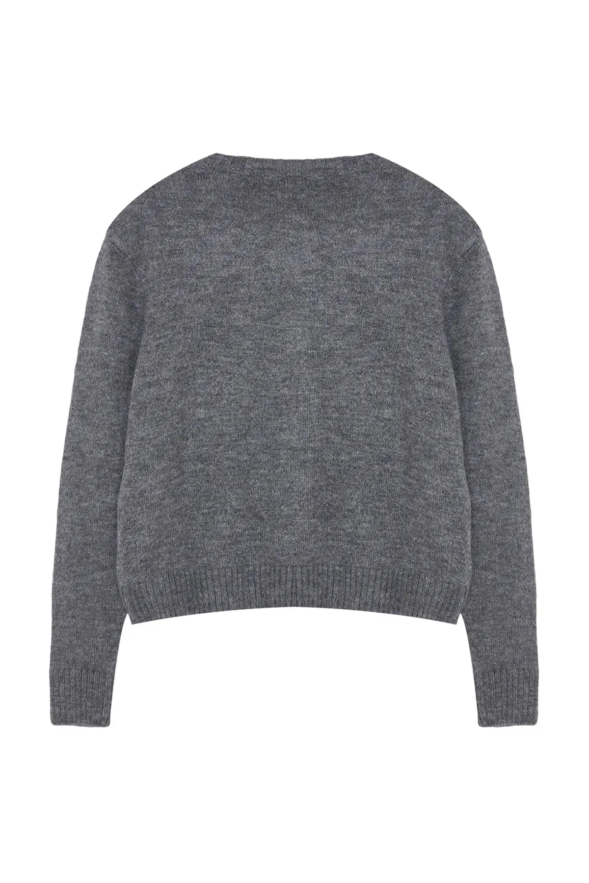 Limited Edition Anthracite Soft Texture Stone and Feather Detailed Knitted Cardigan