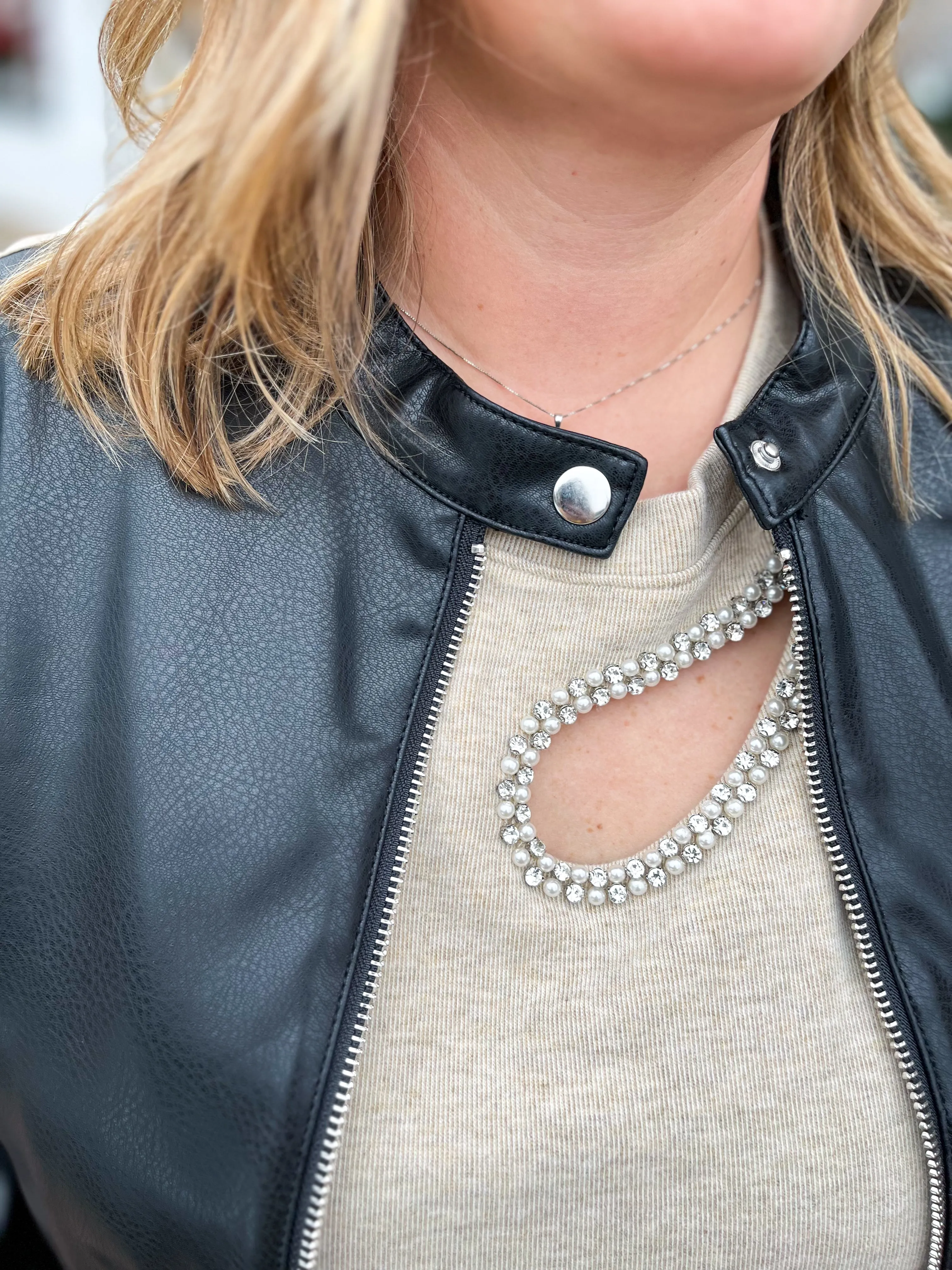 Line Contrast Biker Jacket