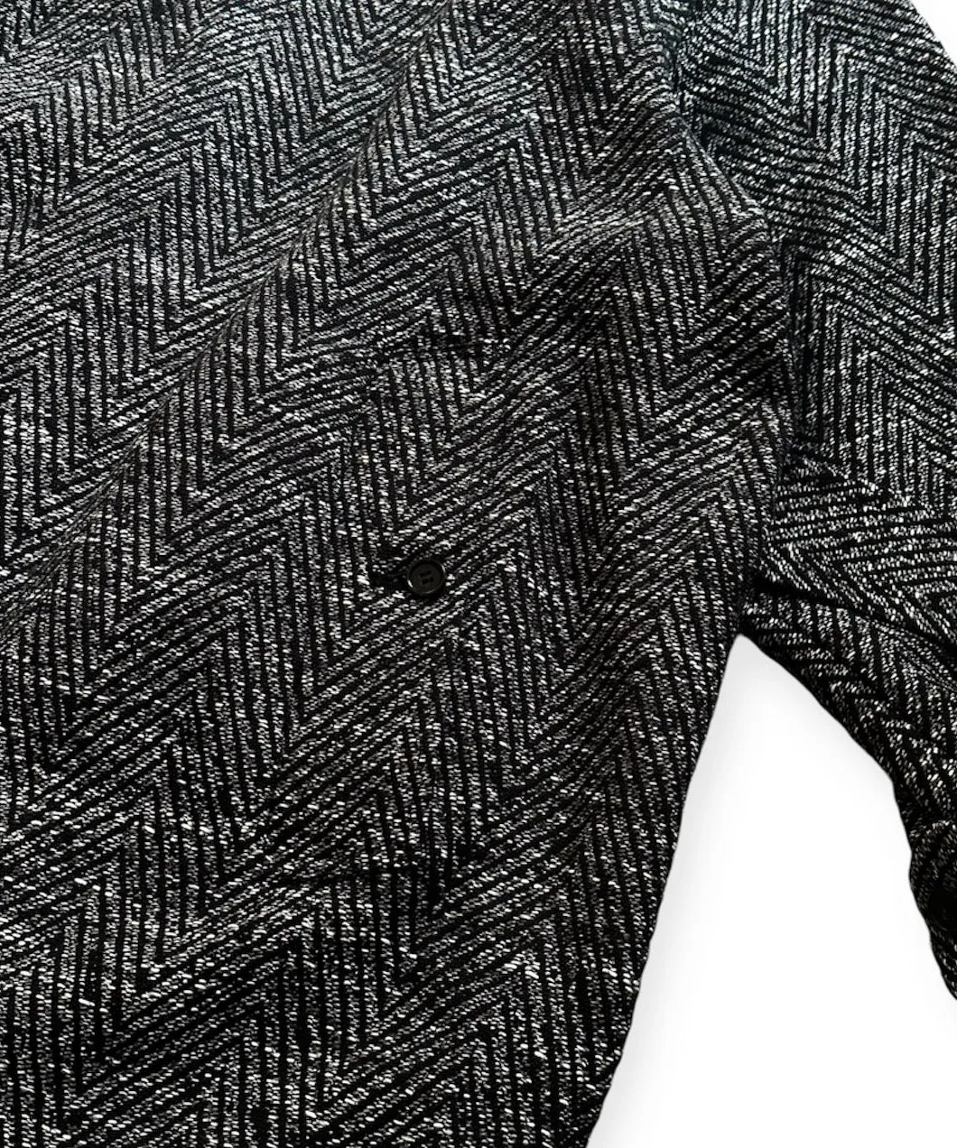 MELANGE DONEGAL HERRINGBONE HYPER BIG BELTED OVER COAT "BLACK HBT(LONG)"