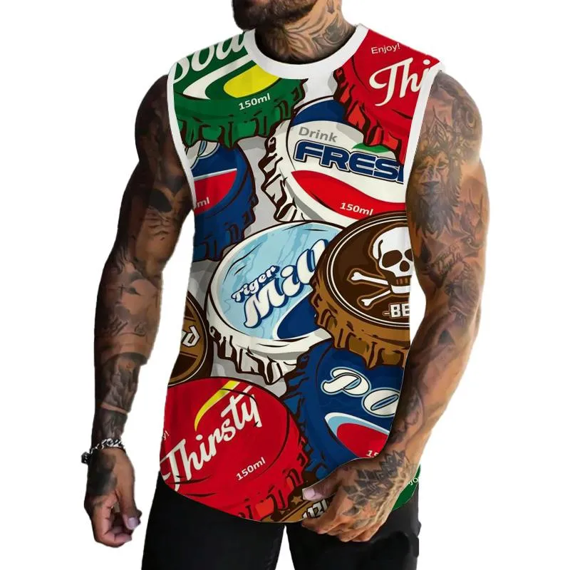 MEN'S BASIC PRINTED ROUND NECK VEST 32525661YM