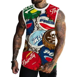 MEN'S BASIC PRINTED ROUND NECK VEST 32525661YM