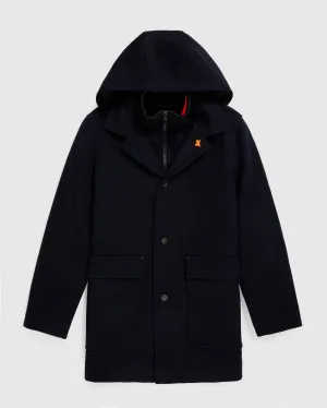 MENS CHESTER WOOL BLEND COAT WITH REMOVABLE HOOD AND FUNNEL - B6N551Z1OW