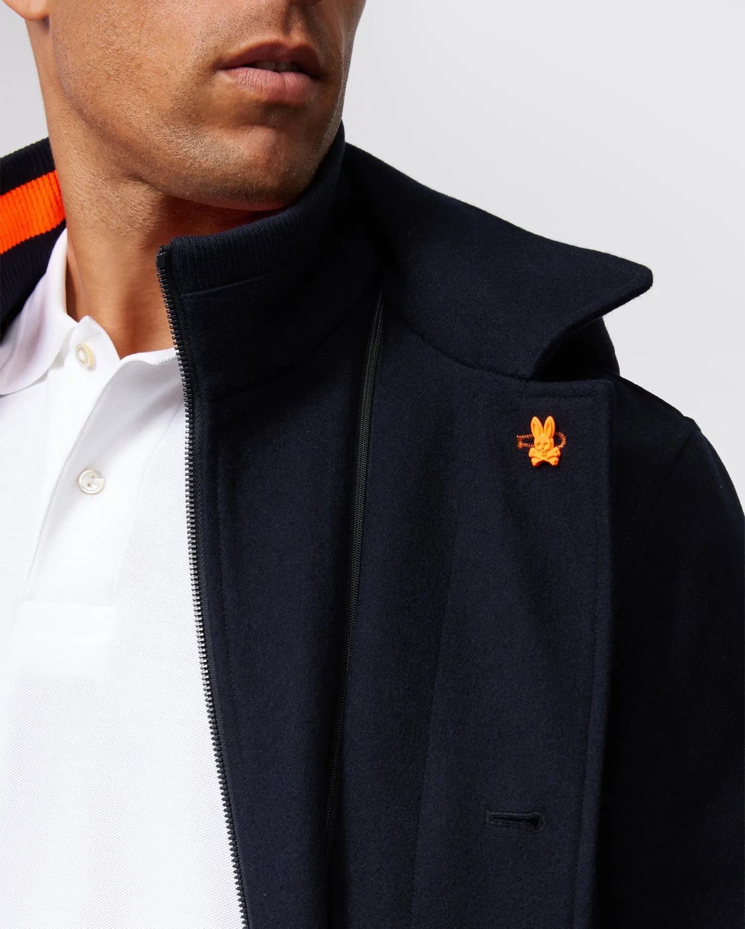 MENS CHESTER WOOL BLEND COAT WITH REMOVABLE HOOD AND FUNNEL - B6N551Z1OW