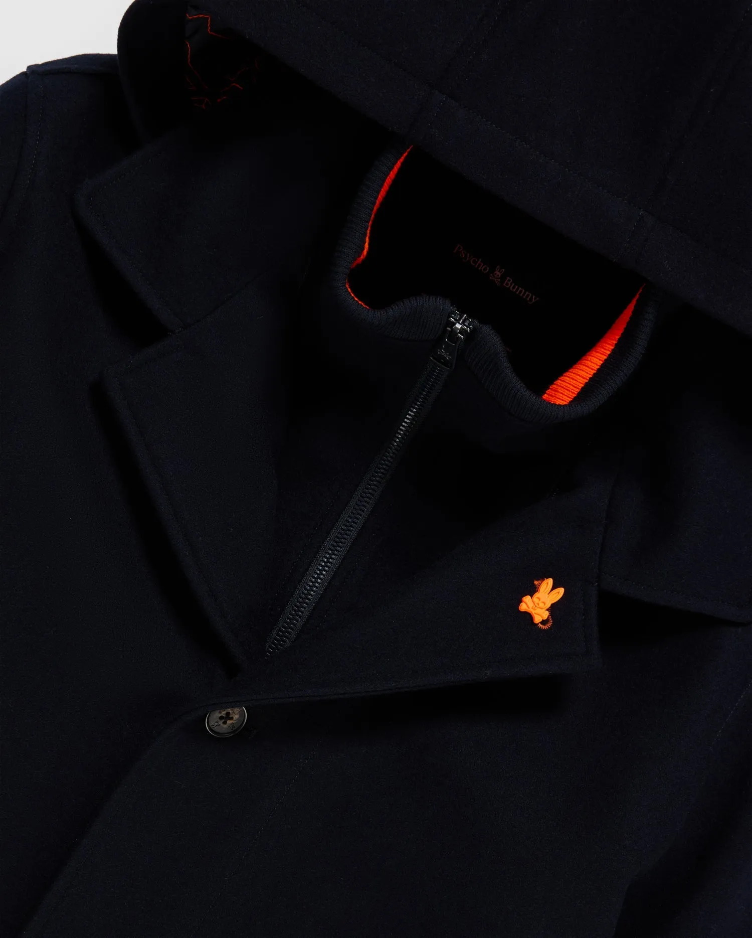 MENS CHESTER WOOL BLEND COAT WITH REMOVABLE HOOD AND FUNNEL - B6N551Z1OW