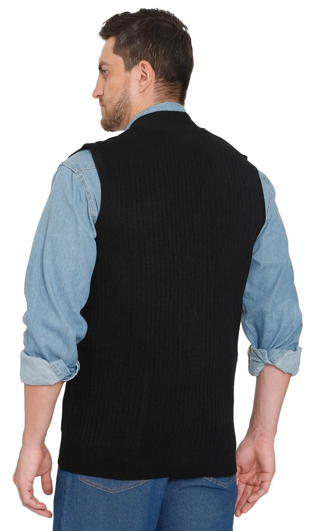 Men’s Knitted Button Front Sweater Vest – Button Up Knit Vest in Cashmere-Like Acrylic