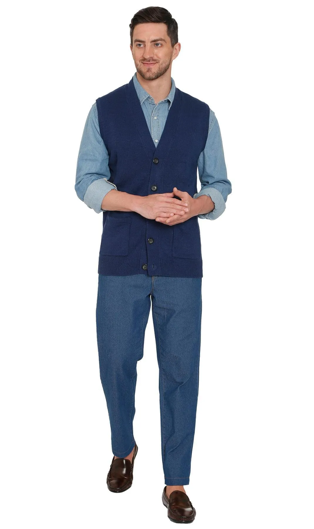 Men’s Knitted Button Front Sweater Vest – Button Up Knit Vest in Cashmere-Like Acrylic