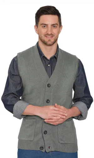 Men’s Knitted Button Front Sweater Vest – Button Up Knit Vest in Cashmere-Like Acrylic