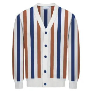Men's white striped retro 50s cardigan sweater
