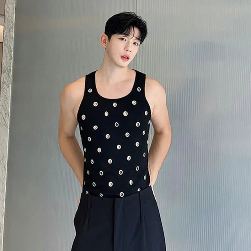 Metal Hole Solid Tank Top