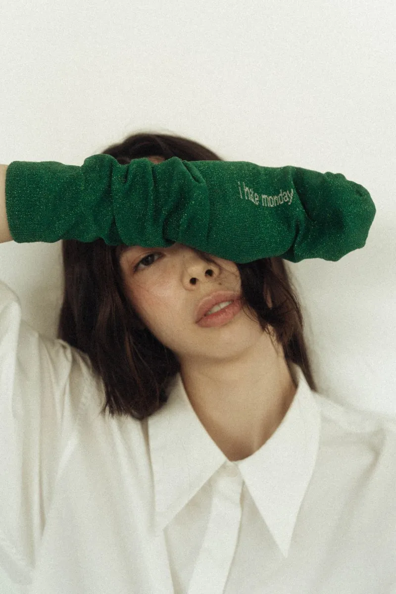 metal logo glliter socks/3color