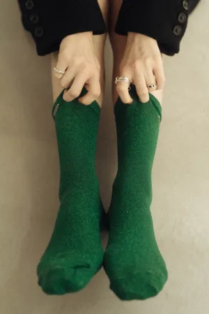 metal logo glliter socks/3color