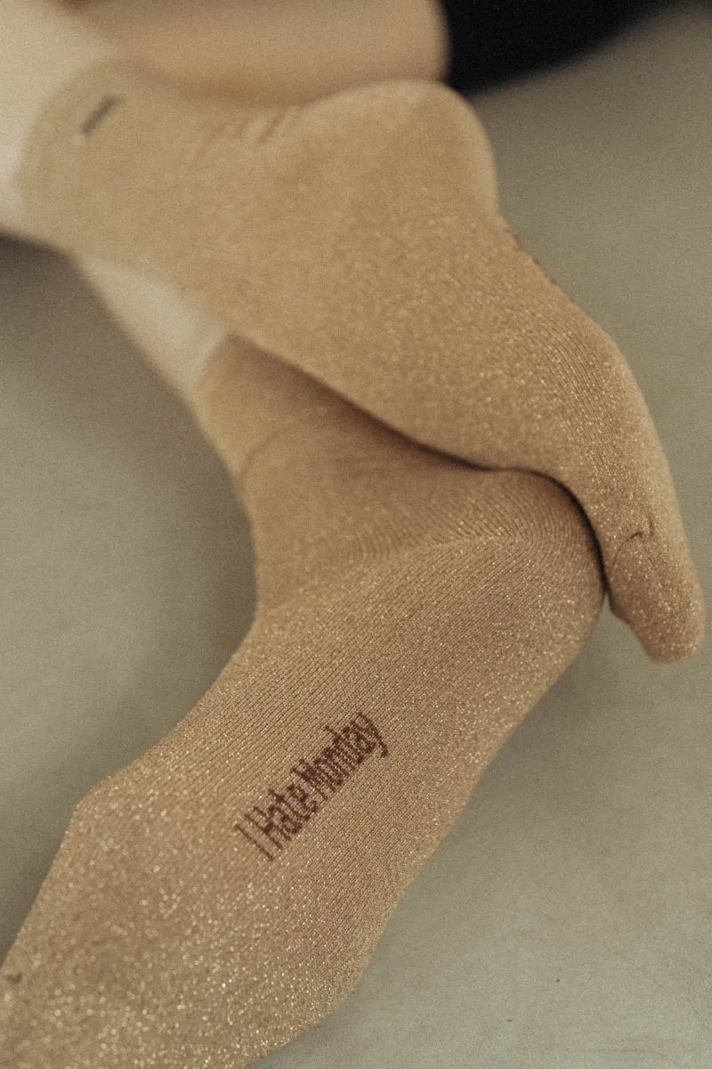 metal logo glliter socks/3color