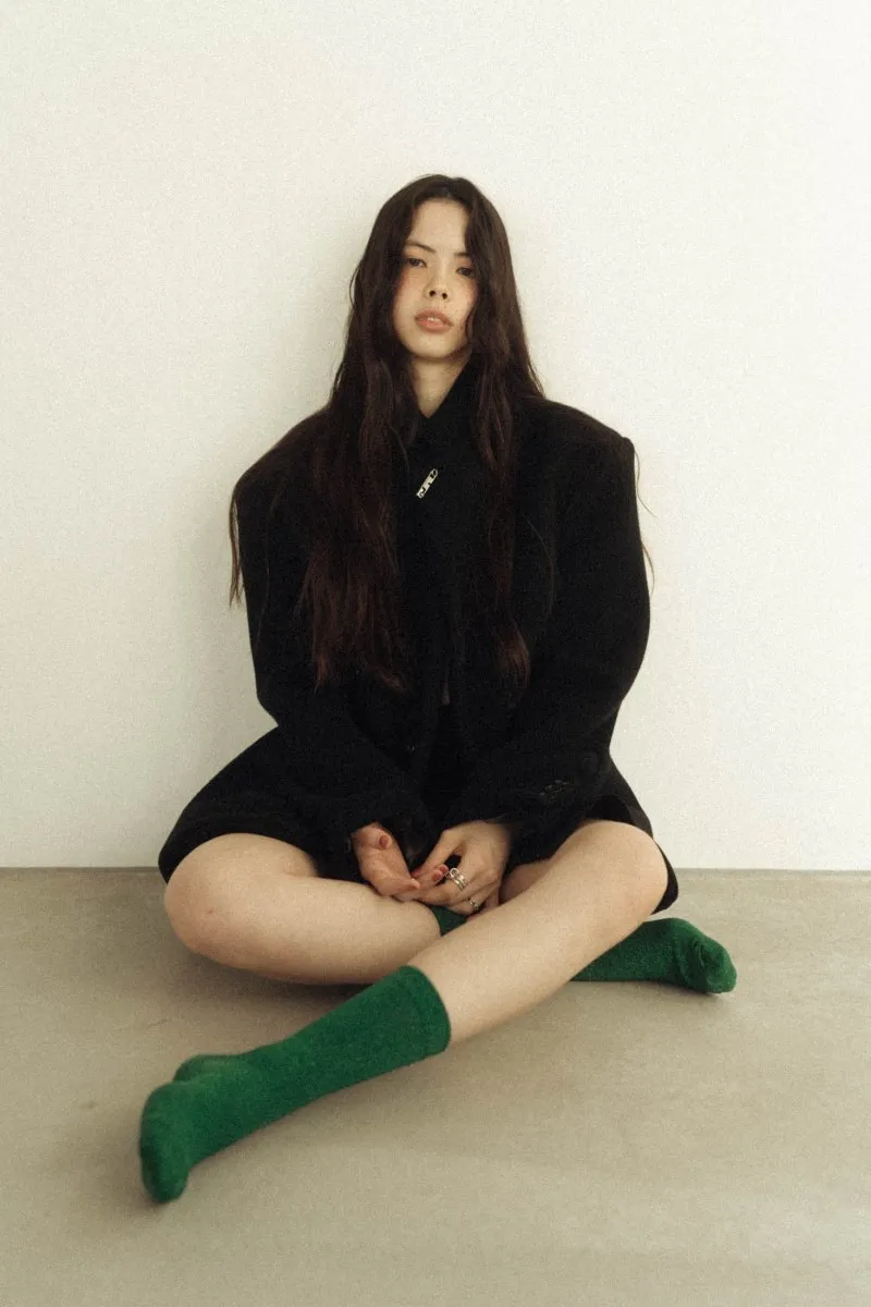 metal logo glliter socks/3color