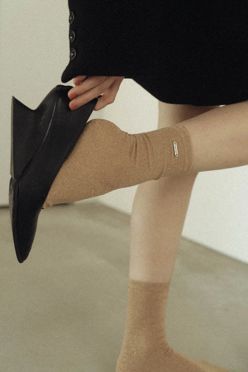 metal logo glliter socks/3color