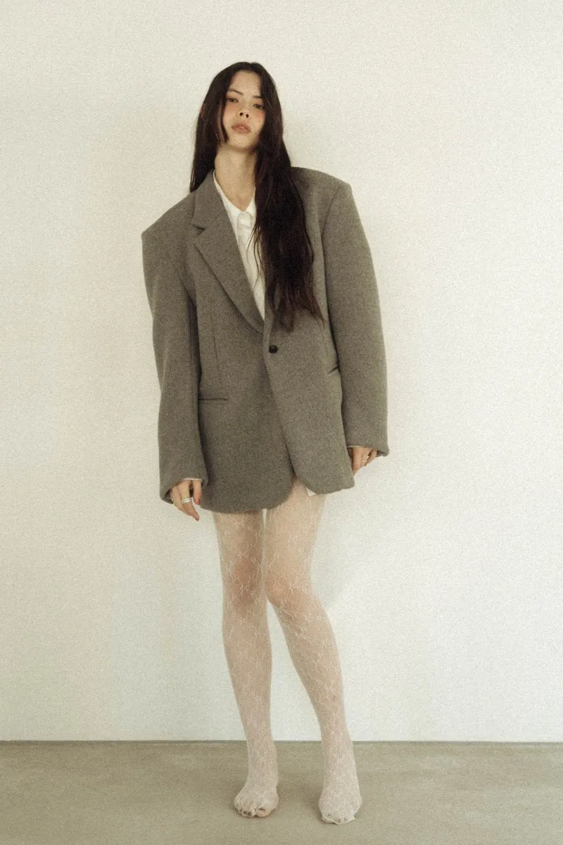 metal logo lace tights/white