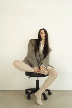 metal logo lace tights/white