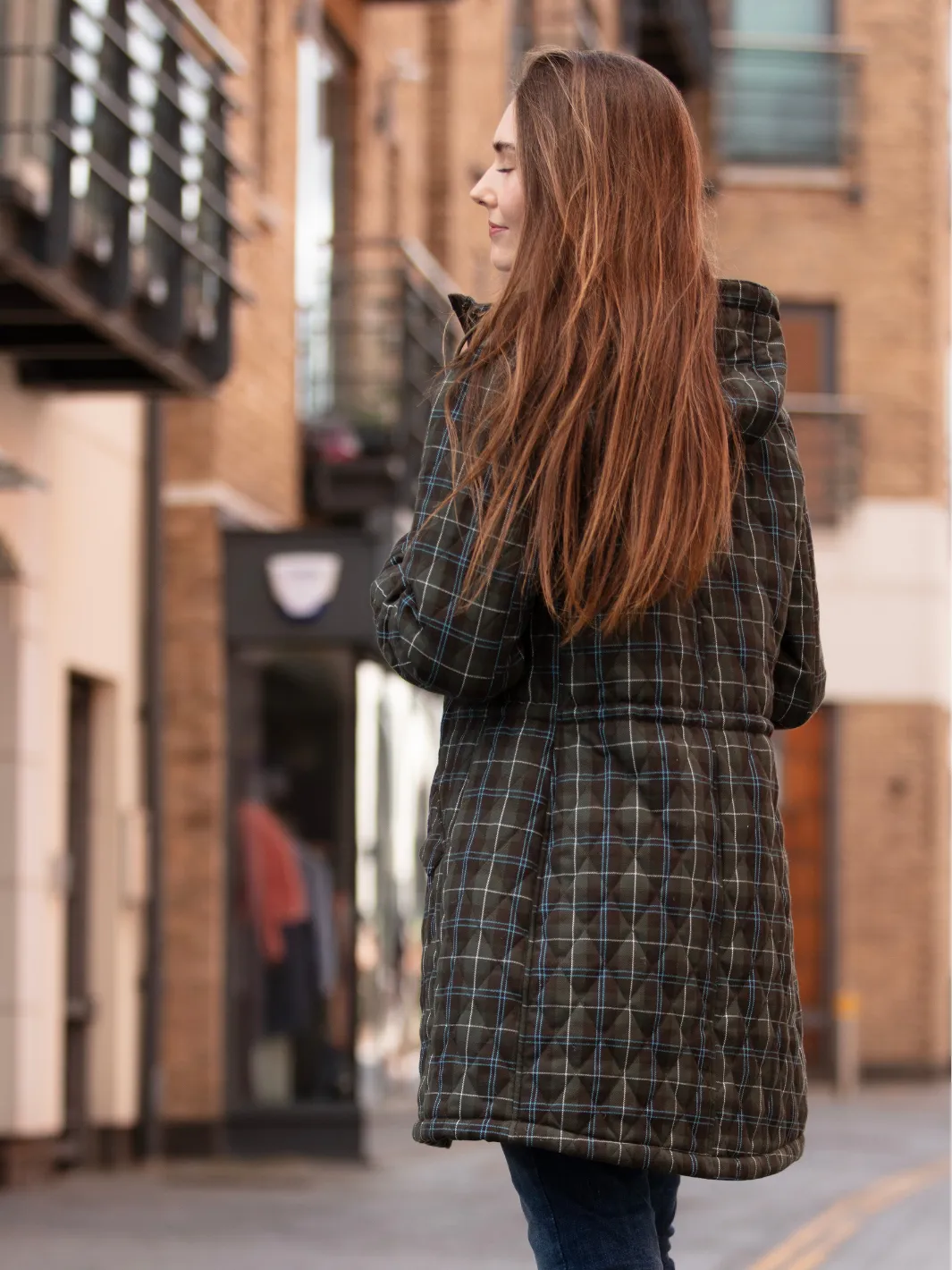 Newmarket Hooded Quilted Jacket - Olive Check