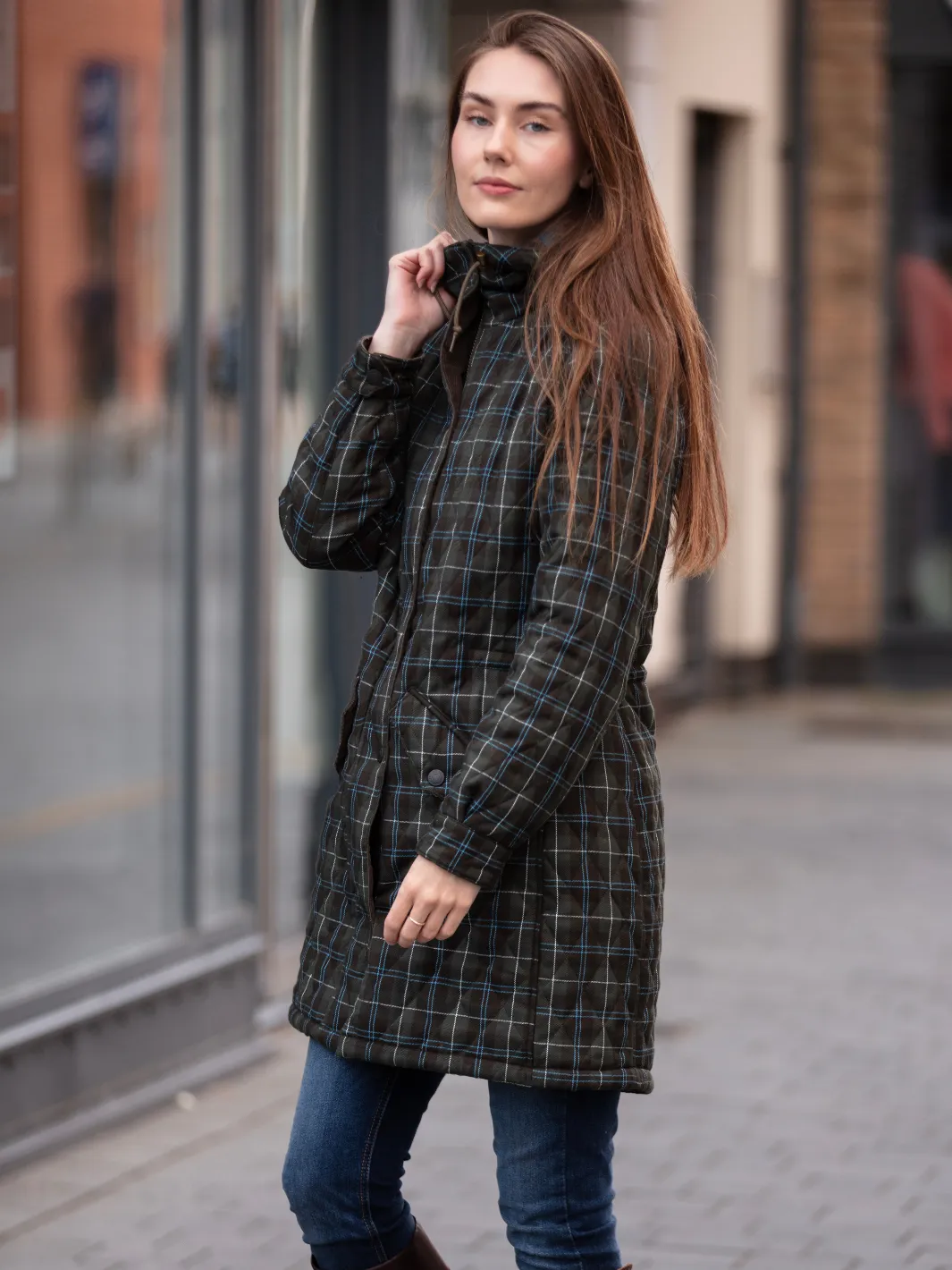 Newmarket Hooded Quilted Jacket - Olive Check