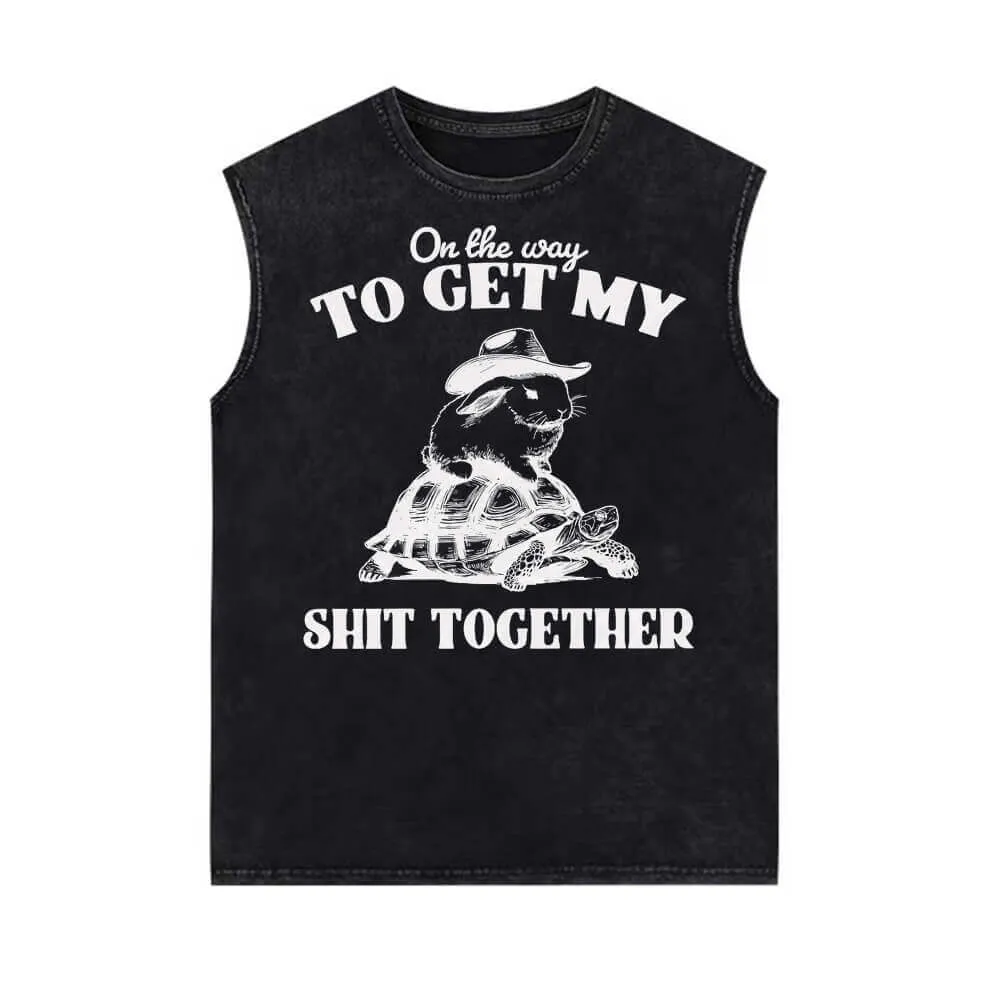 On The Way To Get Raccoon and Rabbit Vintage Washed Vest Top