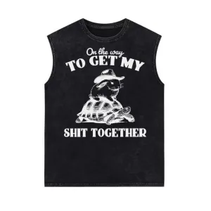 On The Way To Get Raccoon and Rabbit Vintage Washed Vest Top