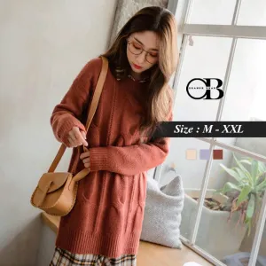 ORANGEBEAR SOLID LONG KNIT SWEATERS