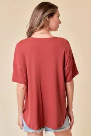 Oversized V-Neck Knit Top