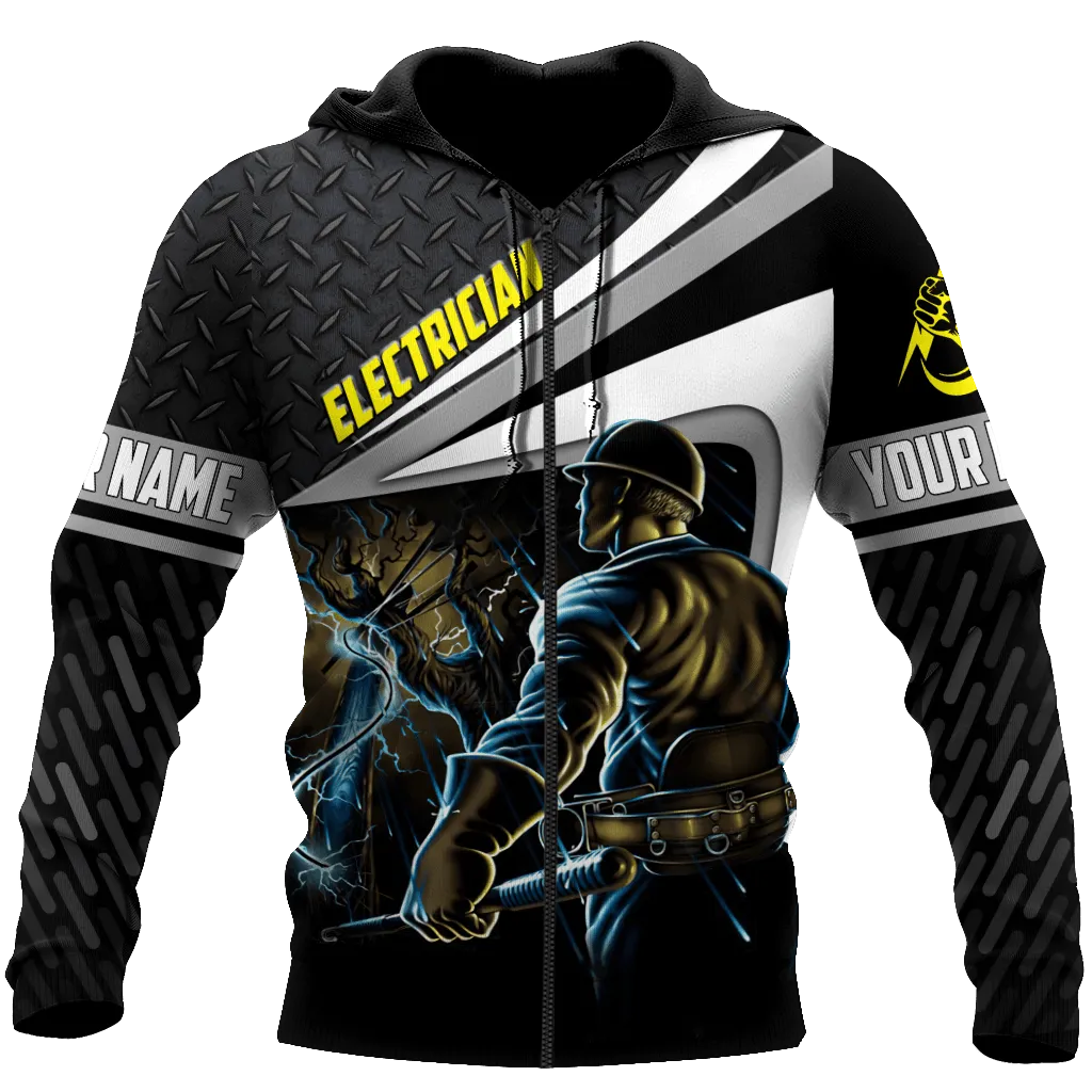 Personalized Name Electrician Printed Shirts Electrician Pride Sweatshirt Hoodie Bomber Christmas