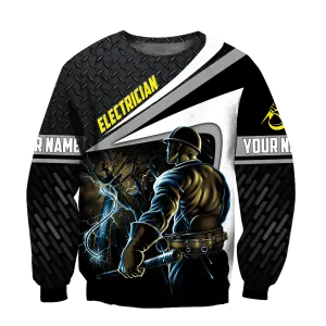 Personalized Name Electrician Printed Shirts Electrician Pride Sweatshirt Hoodie Bomber Christmas