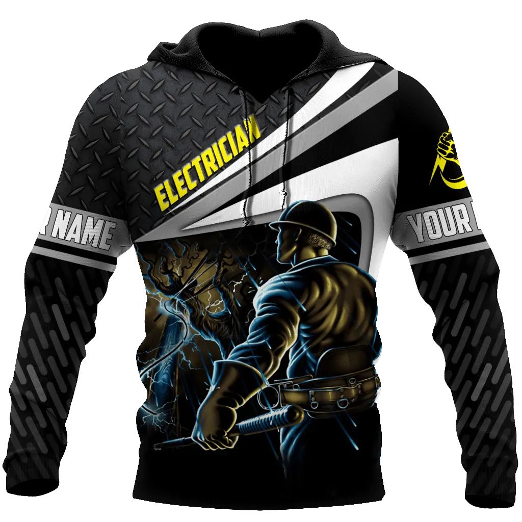 Personalized Name Electrician Printed Shirts Electrician Pride Sweatshirt Hoodie Bomber Christmas