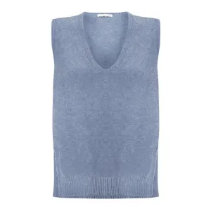 Pixie V-Neck Knitted Tank in Denim Blue